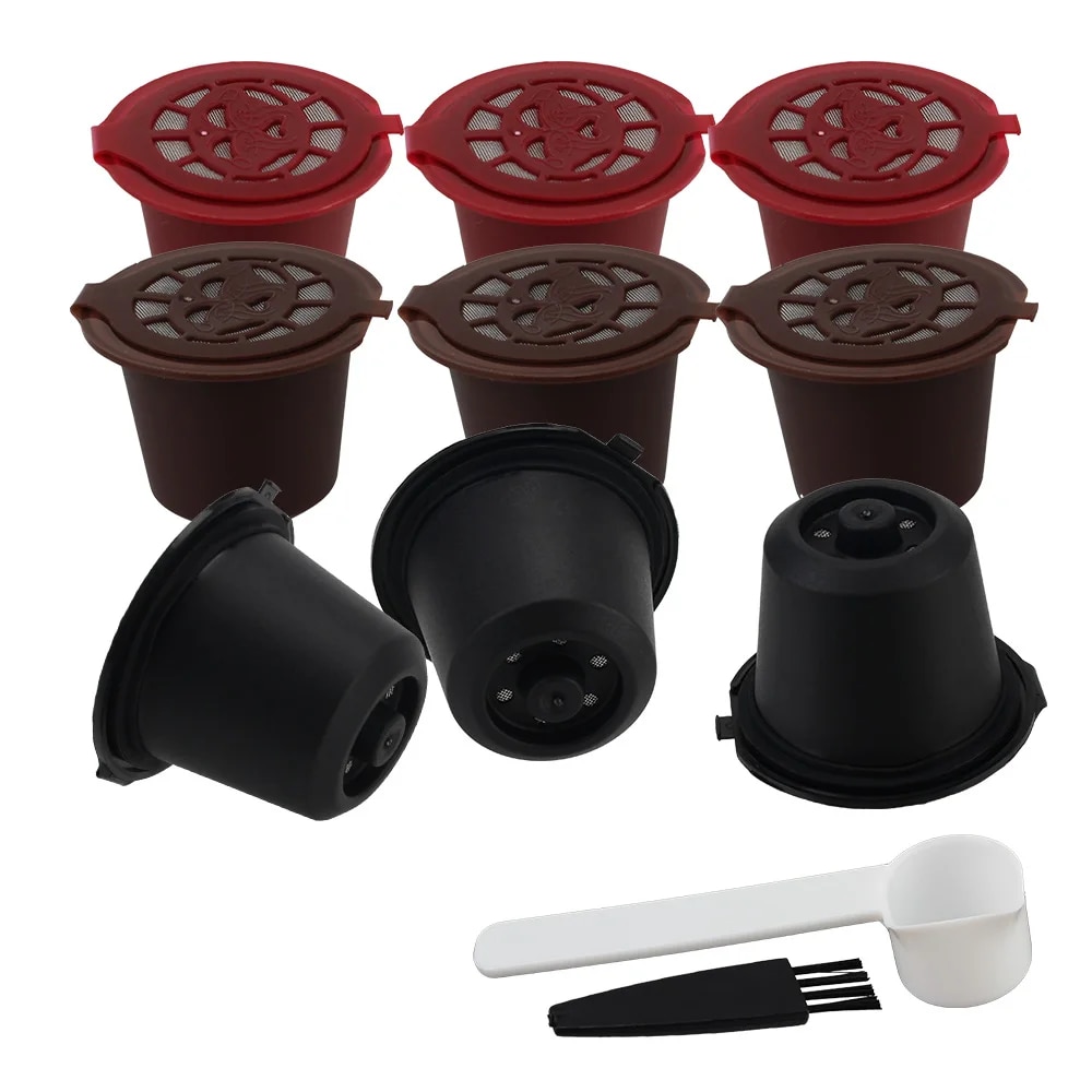 Coffee Equipment Set - 4-teilige wiederverwendbare Kaffeekapseln, Tasse mit Löffelbürste,