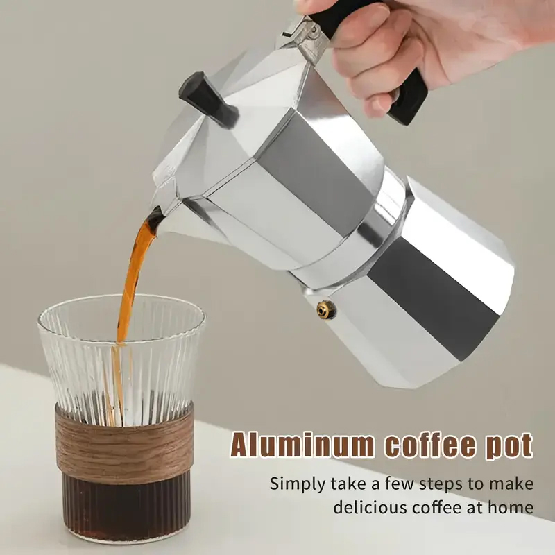 Coffee Equipment Set - Klassischer Aluminium-Moka-Kocher 50-300ML Haushalts-Espressomaschine für Herdplatten,